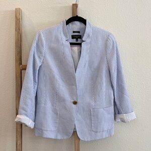 Talbots Light Blue and White Striped Jacket